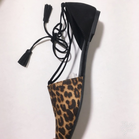SOLD LC Lauren Conrad Flats Lace Up Leopard - Picture 5 of 8